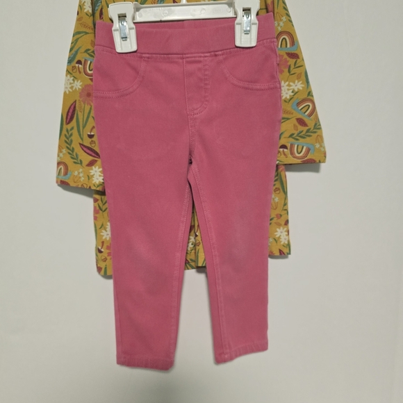 Toddler Girl 2T Fall Dress Mustard Yellow/ Pants - Picture 4 of 13